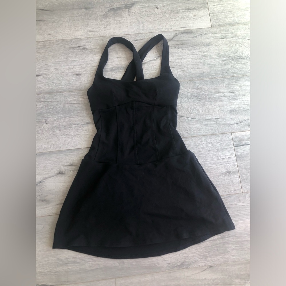 Alo Black Cross-Back Fit & Flare Dress